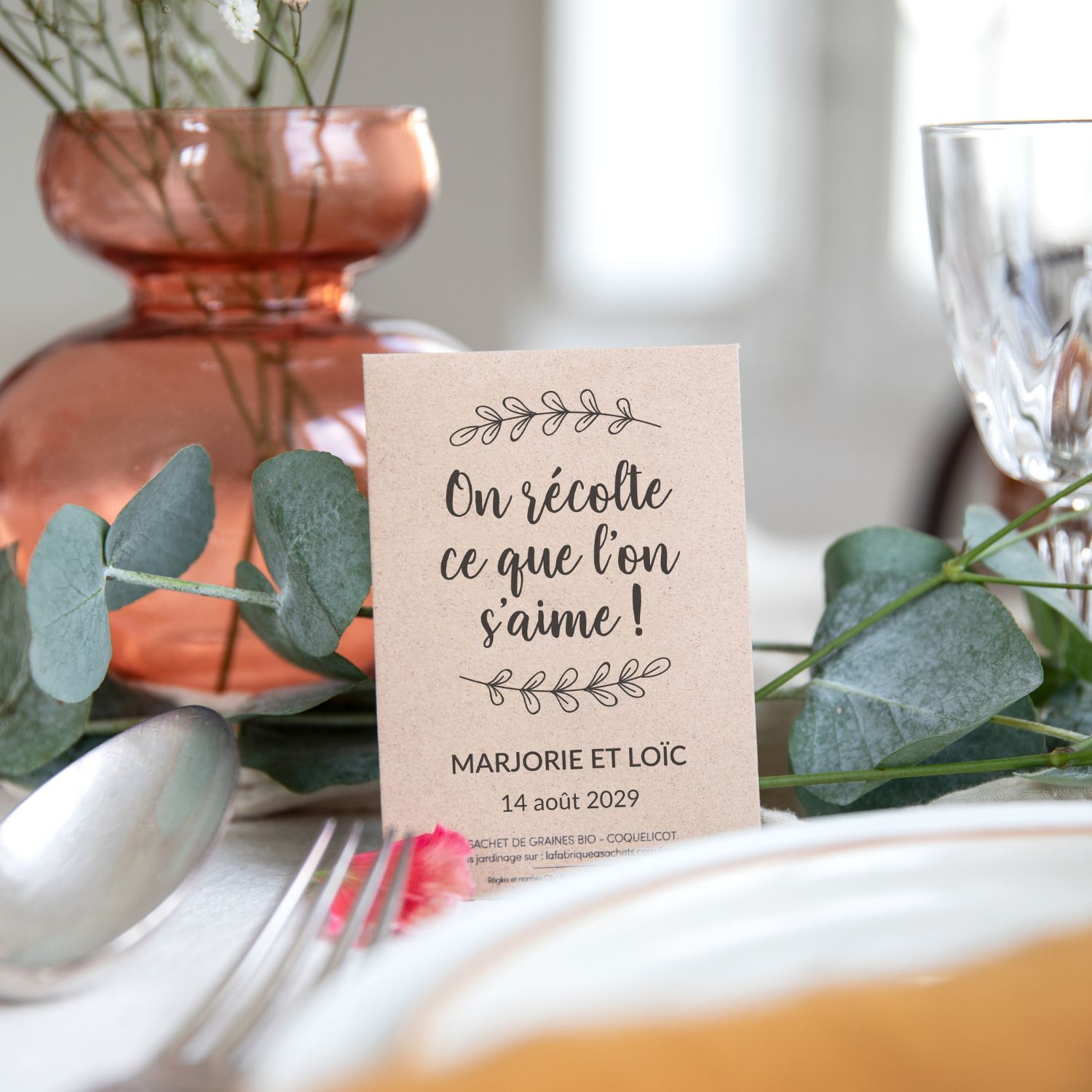 On récolte ce que l'on s'aime - Sachets de graines personnalisés mariage champêtre – Image 2