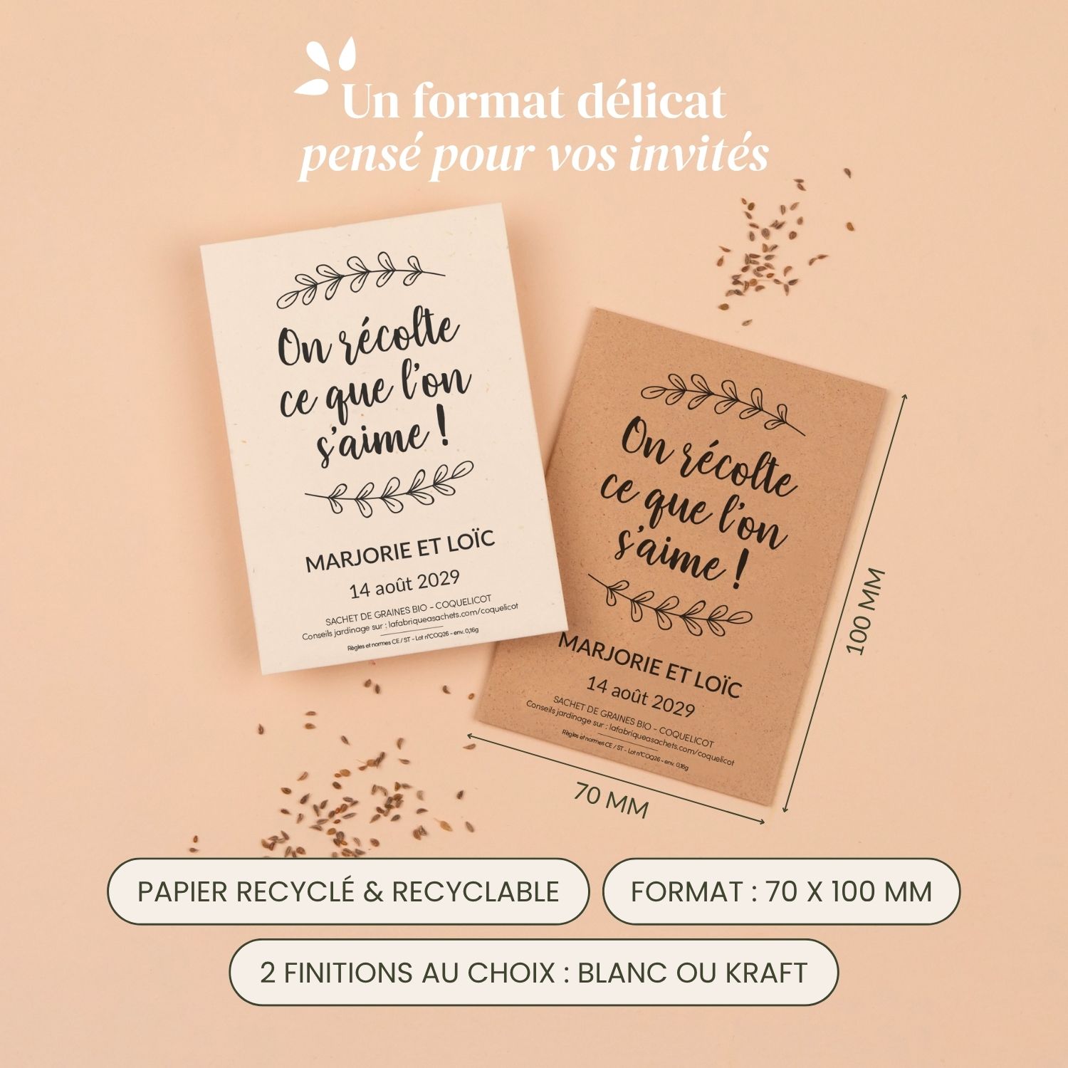 On récolte ce que l'on s'aime - Sachets de graines personnalisés mariage champêtre – Image 4