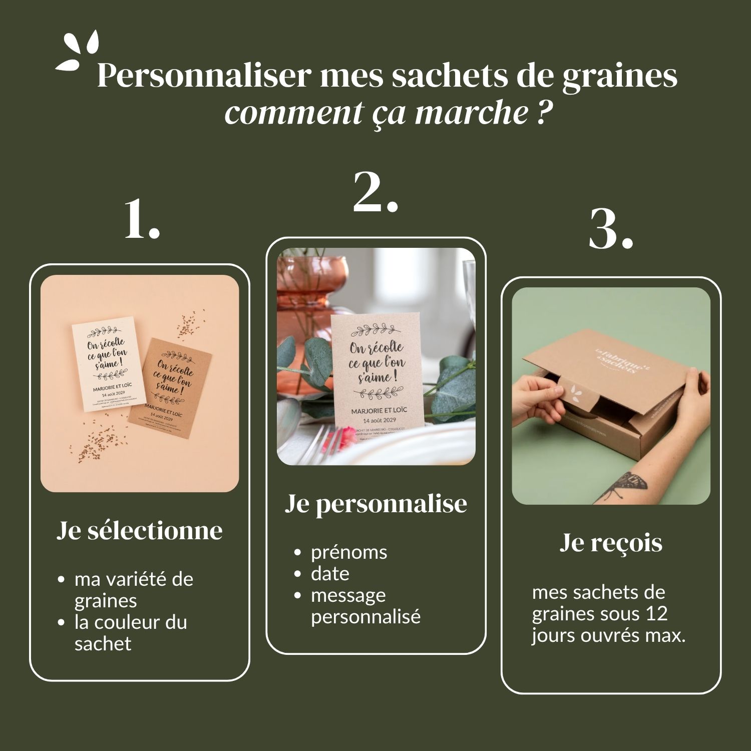 On récolte ce que l'on s'aime - Sachets de graines personnalisés mariage champêtre – Image 6