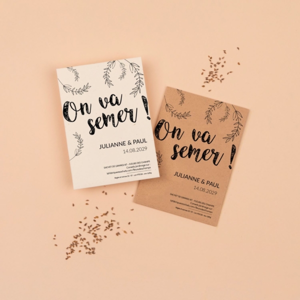 On va semer - Sachets de graines personnalisés mariage champêtre
