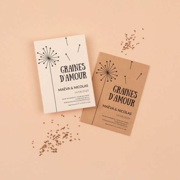 Graines d'amour - Sachets de graines personnalisés mariage champêtre
