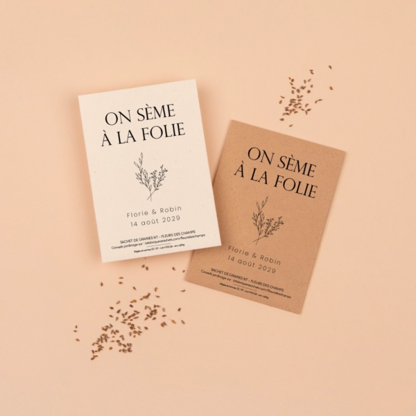 On sème à la folie - Sachets de graines personnalisés mariage nature