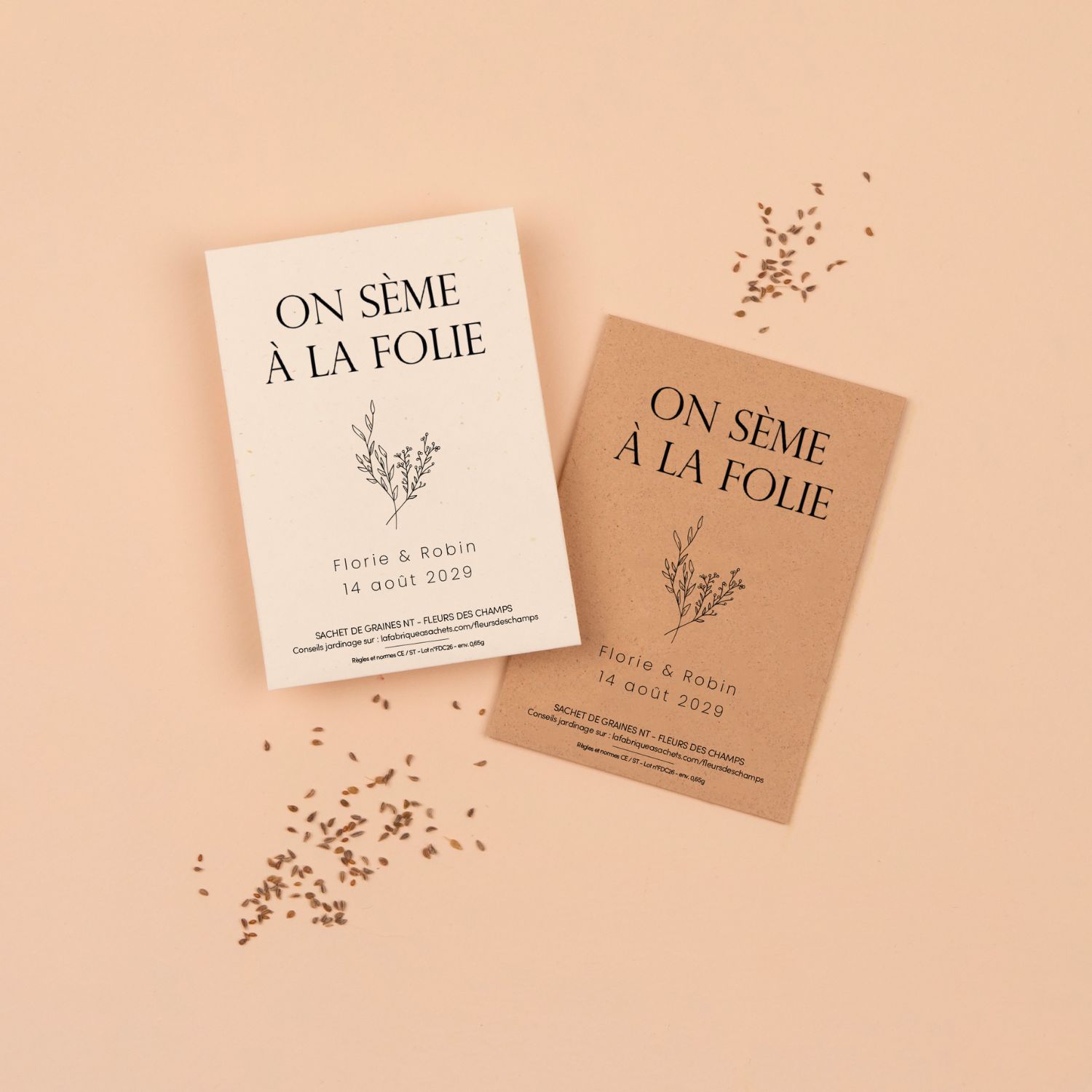 On sème à la folie - Sachets de graines personnalisés mariage nature