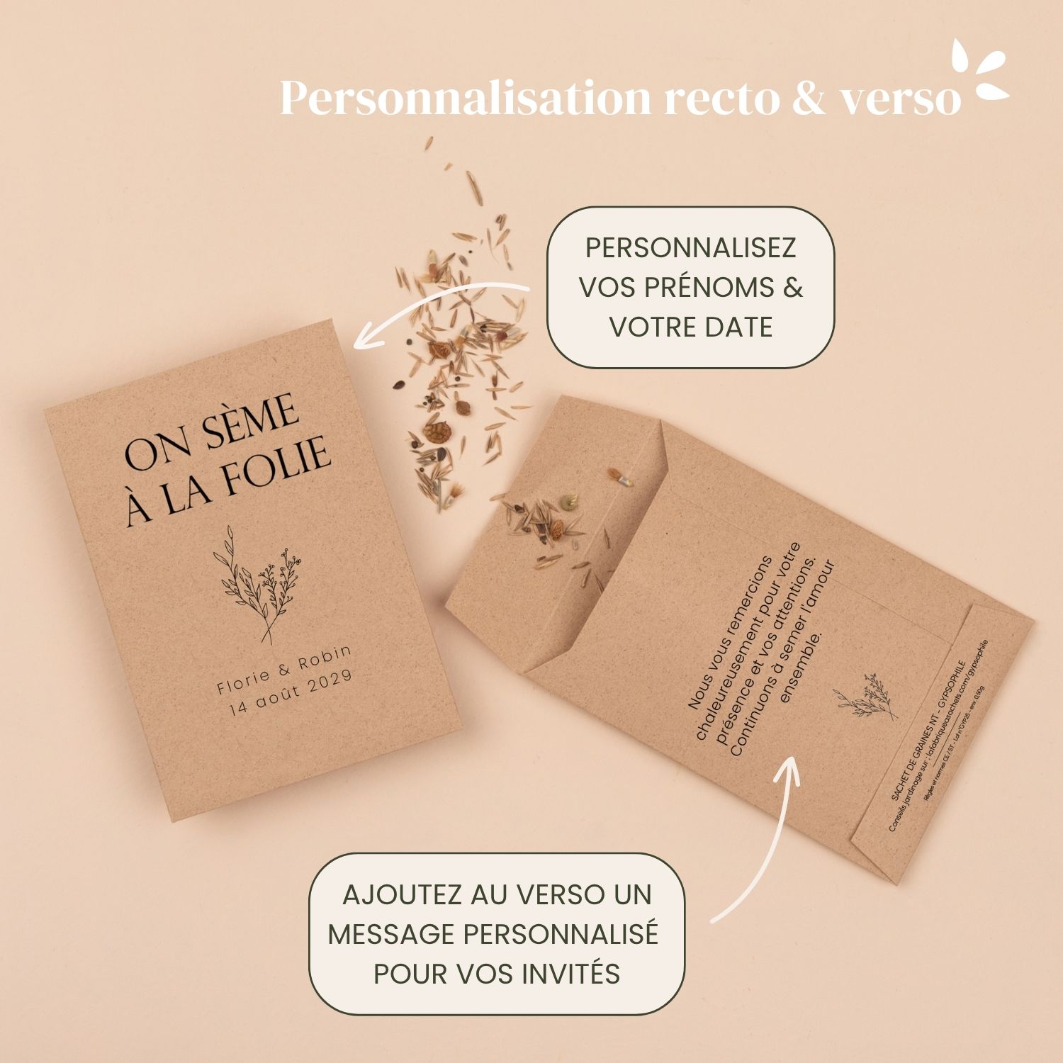 On sème à la folie - Sachets de graines personnalisés mariage nature – Image 5