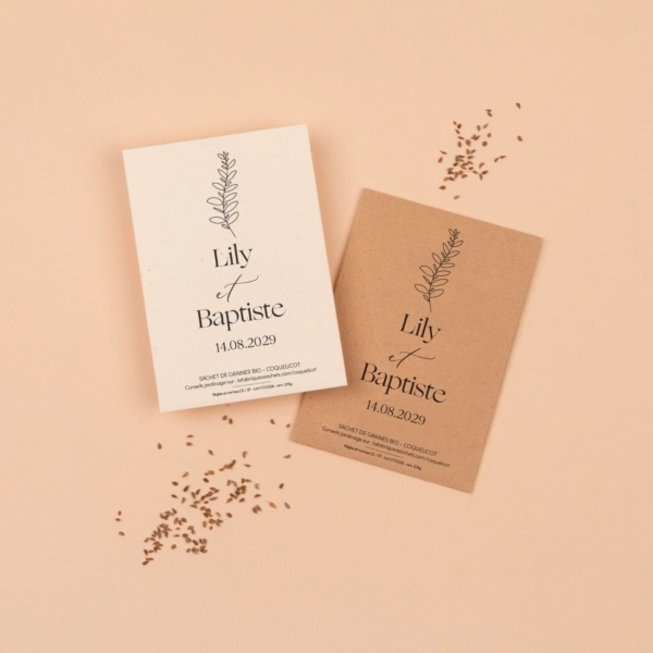 Calligraphie - Sachets de graines personnalisés mariage nature