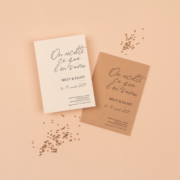 On récolte ce que l'on s'aime - Sachets de graines personnalisés mariage nature