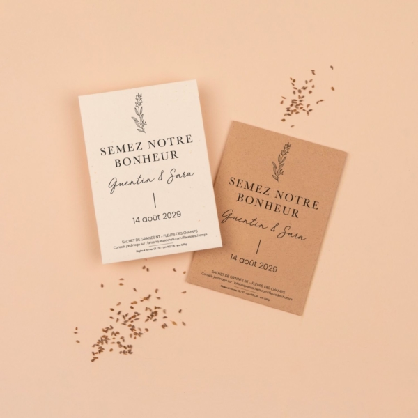 Semez notre bonheur - Sachets de graines personnalisés mariage nature
