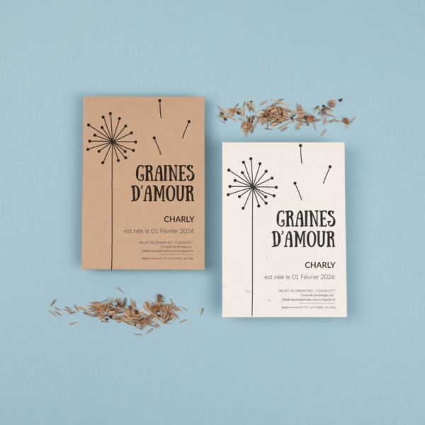 Graines d'amour - Sachets de graines personnalisés naissance