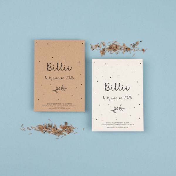 Jeune pousse - Sachets de graines personnalisés naissance