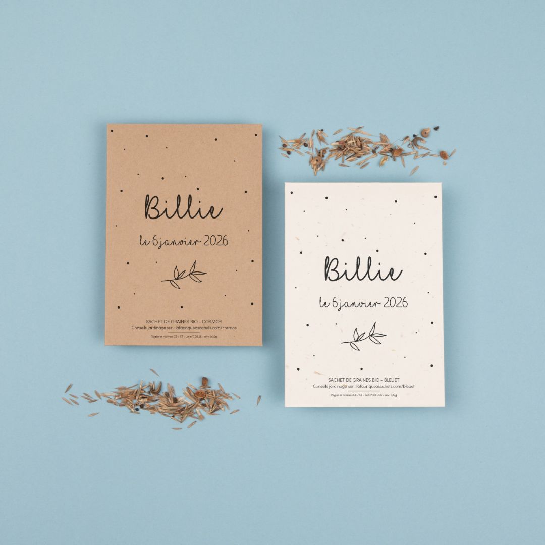 Jeune pousse - Sachets de graines personnalisés naissance