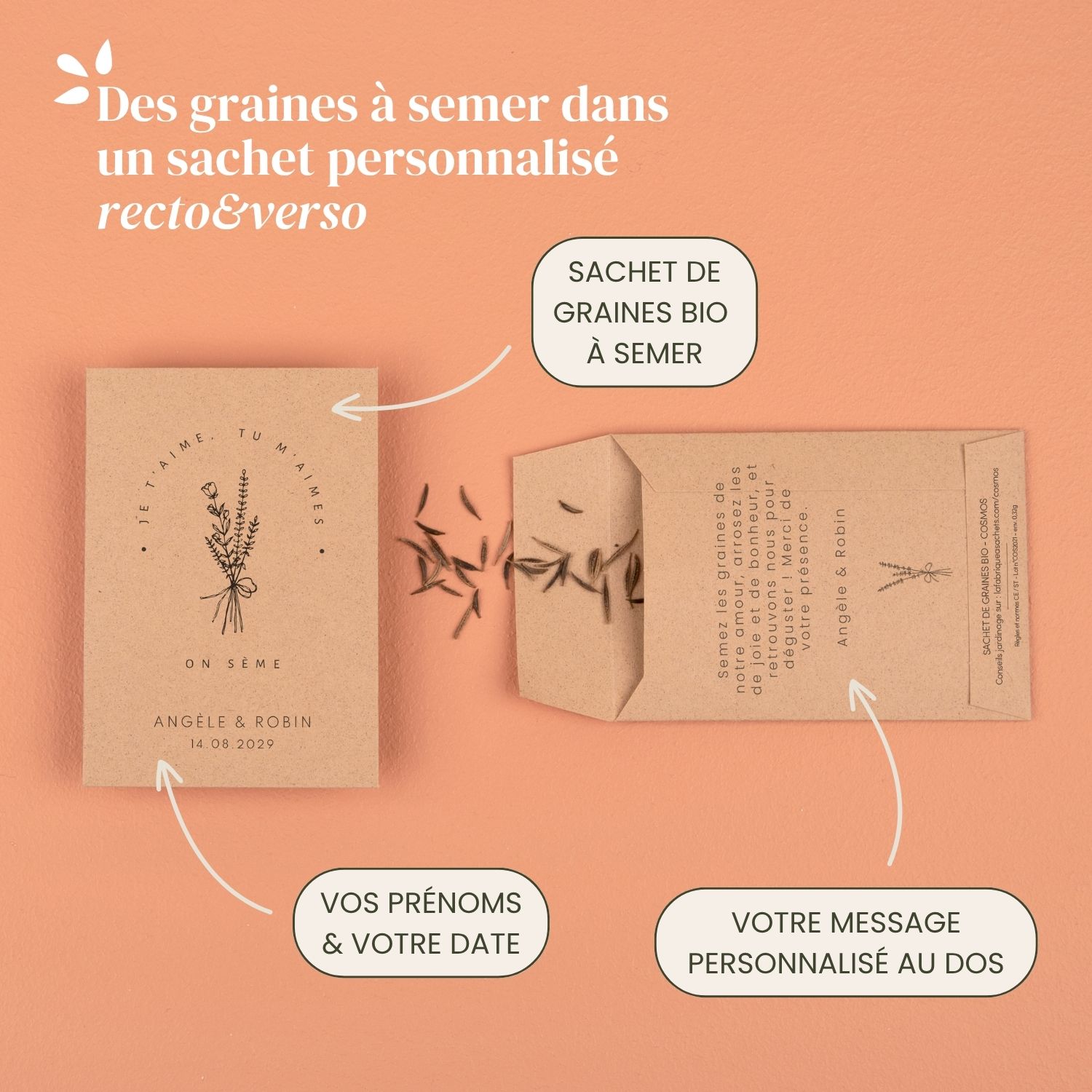 Tu m'aimes, On sème - Cadeau invité mariage champêtre et minimaliste – Image 3