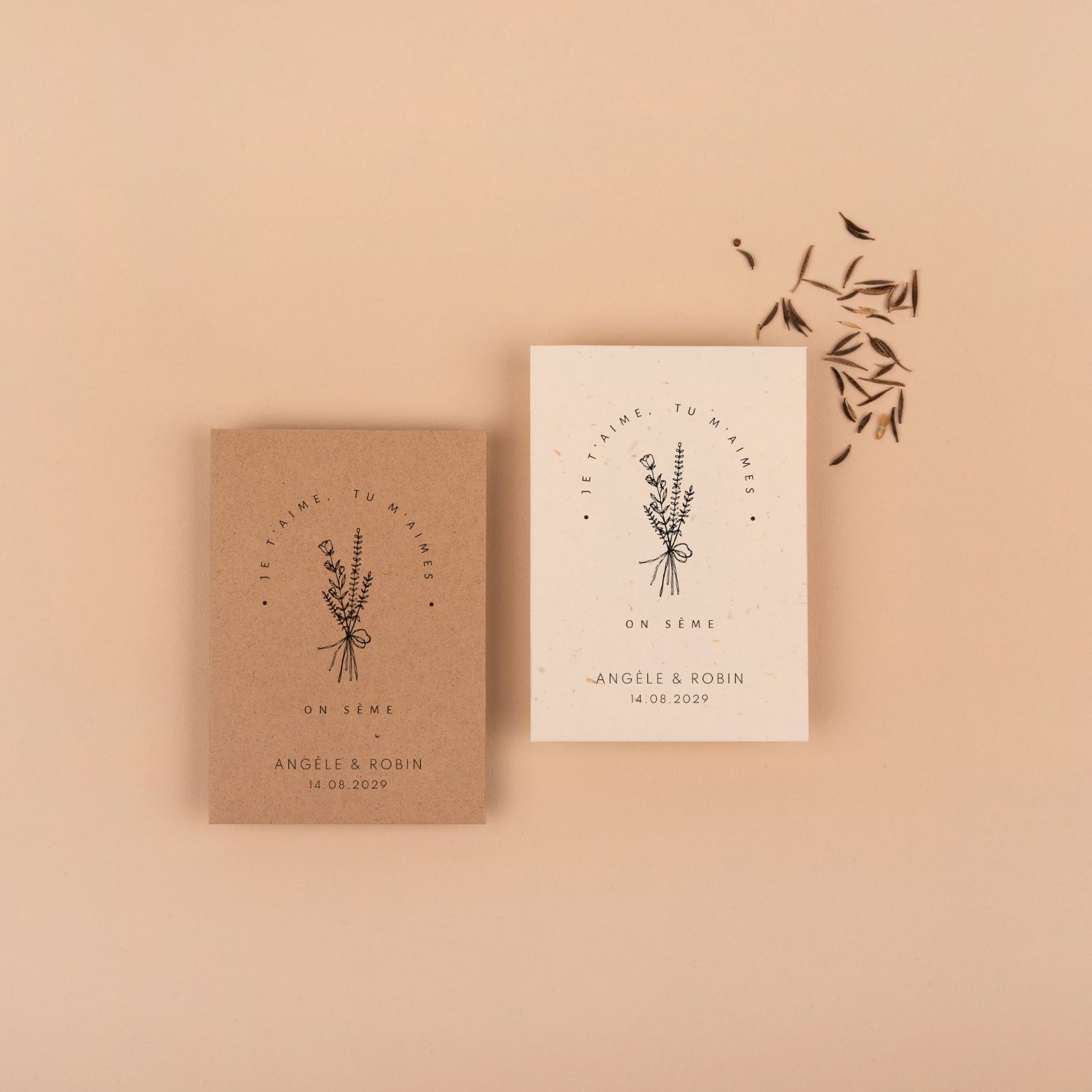 Tu m'aimes, On sème - Cadeau invité mariage champêtre et minimaliste