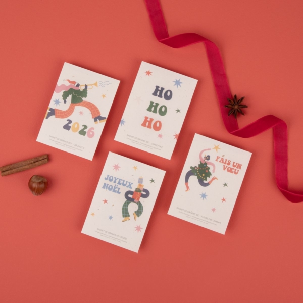 Voeux de fin d'année originaux - Lot de 8 sachets de graines