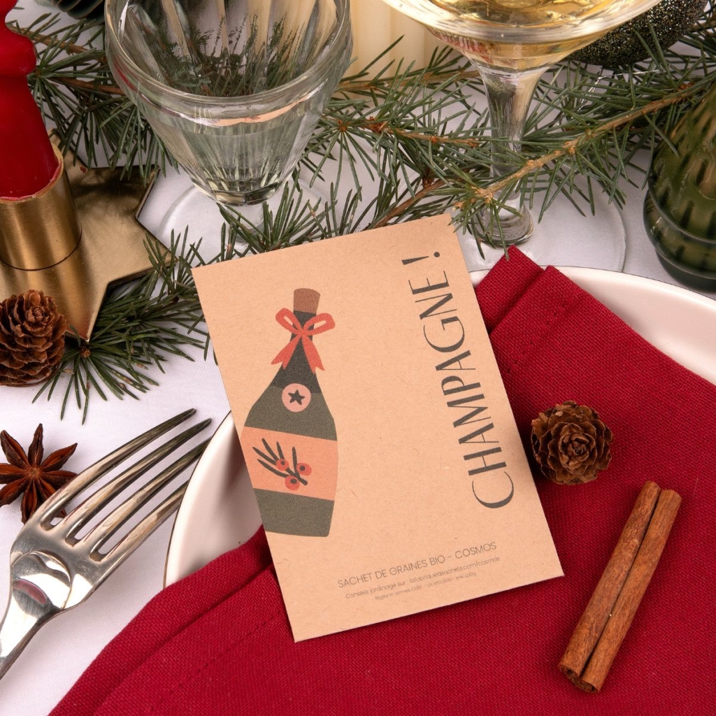 Champagne - Décoration de table de Noël à semer – Image 2