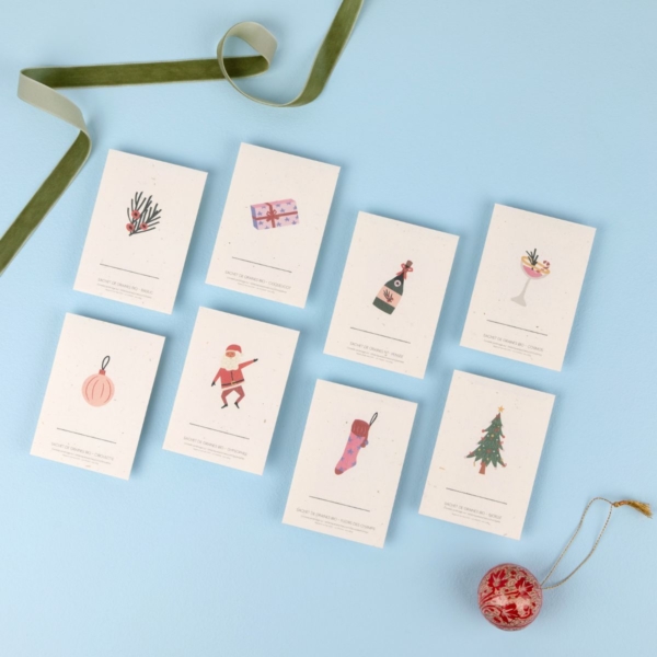 Marque-place & étiquette cadeaux - Pack de 8 sachets de graines