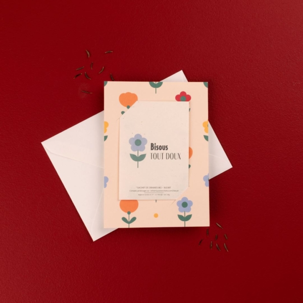 Bisous toux doux - Carte d'amour à semer