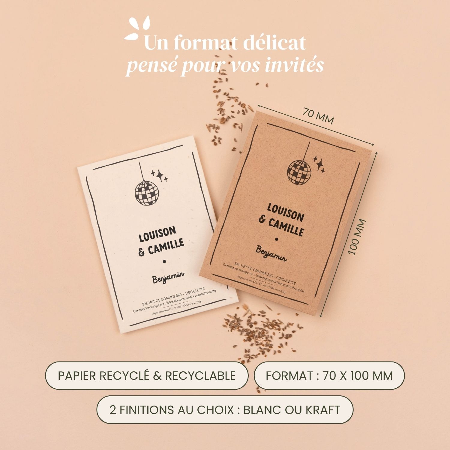 Marque-place mariage disco à semer – Image 4