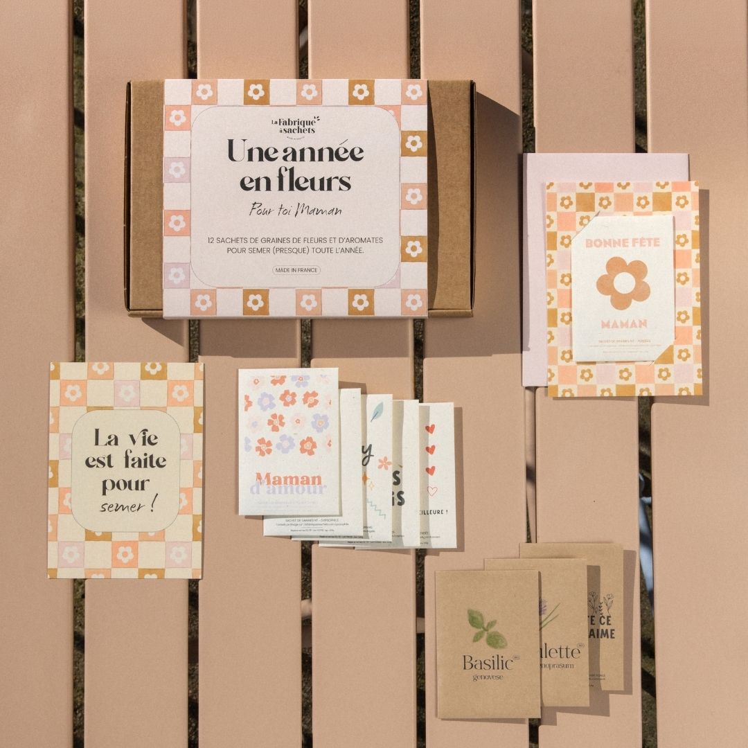 Une Année en Fleurs pour toi Maman • Coffret jardinage 12 sachets