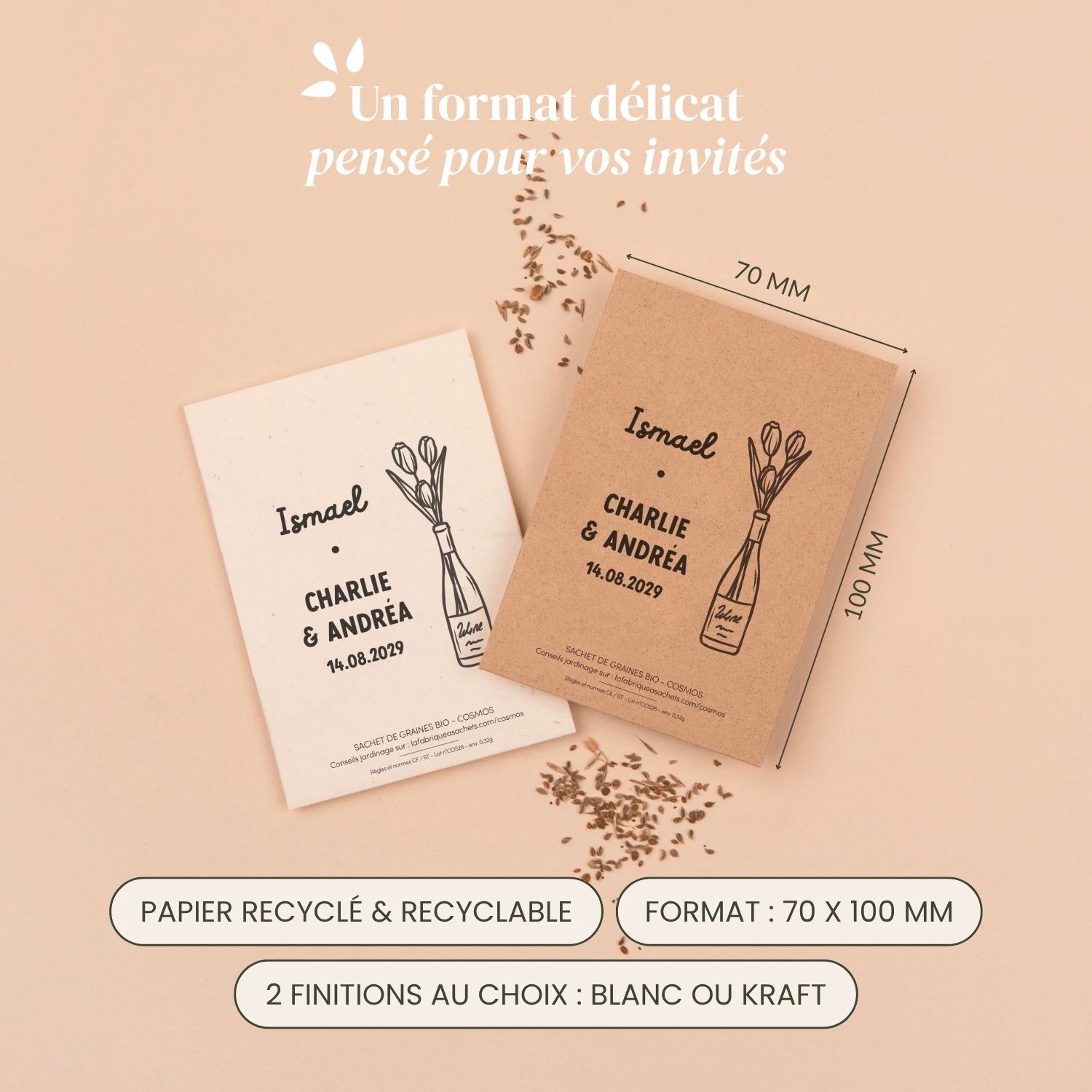 Marque-place mariage tulipes à semer – Image 4