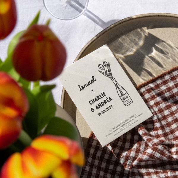 Marque-place mariage tulipes à semer