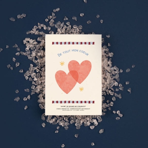 Sachet de graines blanc moucheté De tout mon coeur