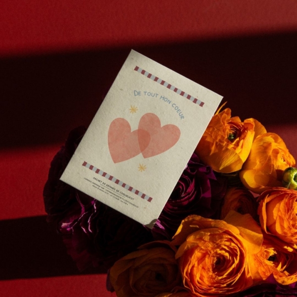 Sachet de graines blanc moucheté De tout mon coeur