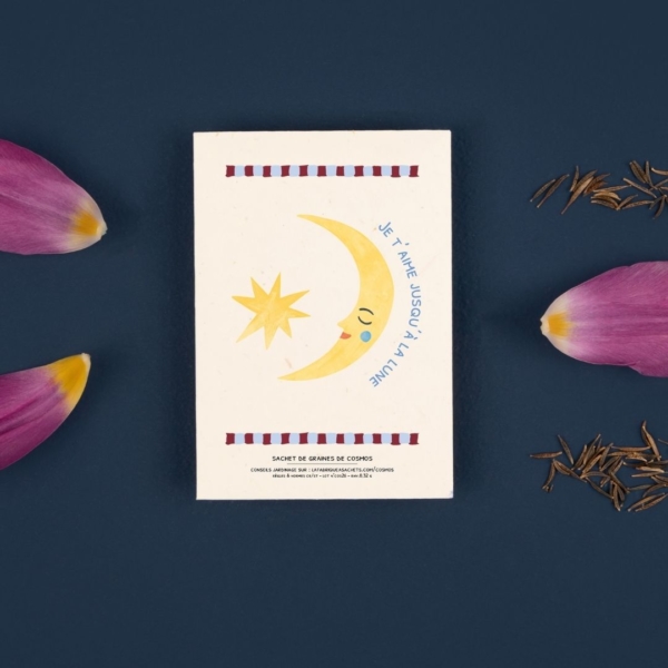 Sachet de graines de cosmos Je t’aime jusqu’à la lune