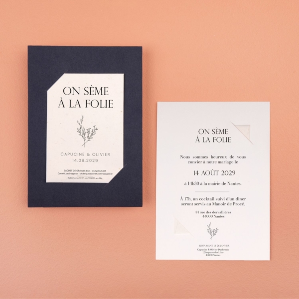 On sème à la folie • Faire-part mariage à semer